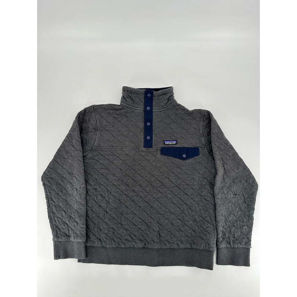 Patagonia Quilted Snap T Sweater Women's‎ S Gray Outdoor Organic Cotton Pullover
